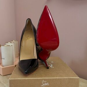 Christian Louboutin Glossy Black Heels with Signature Red Soles